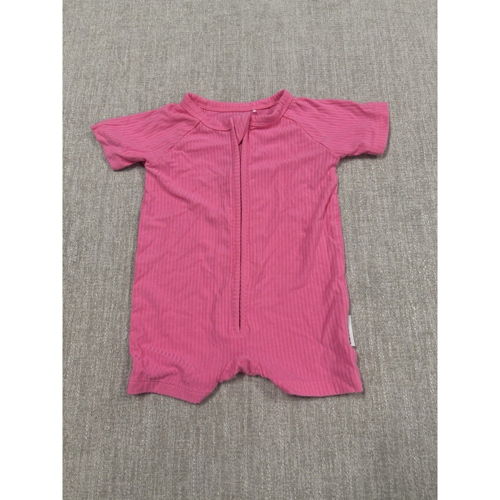 Lovelee Pink Ribbed Shorty Bamboo Romper Zippy Size 0-3 Months